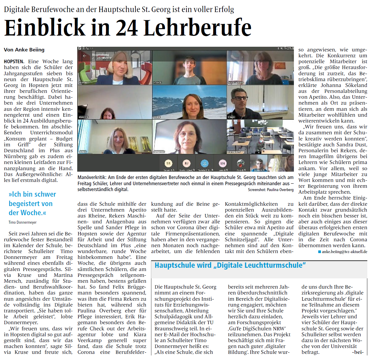 Ibbenbrener Volkszeitung 2642021 Anke Beiing Autorinivzmedien GmbH Co KG alle Rechte vorbehalten